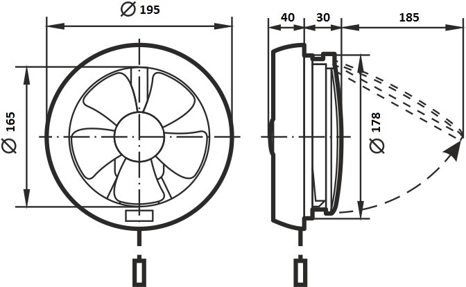 Вентилятор осевой оконный ERA HPS 15 d178